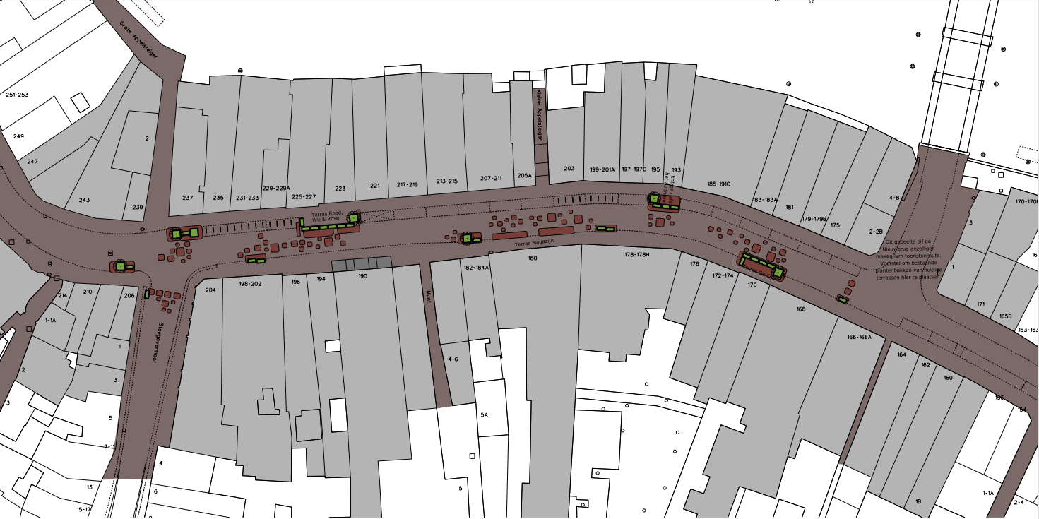 Schetsontwerp terrassen Voorstraat Noord