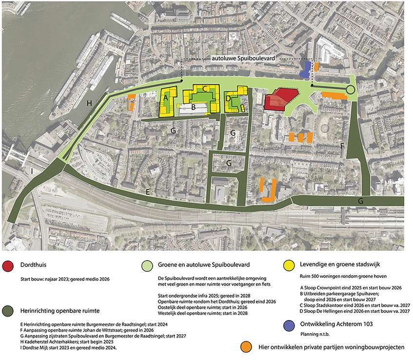 Autoluwe kaart Spuiboulevard