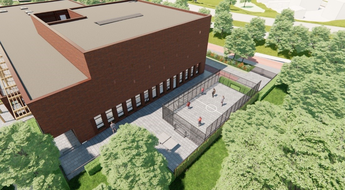 Oostzijde (met gymzaal, pannakooi en Kokowall – onder voorbehoud van verdere uitwerking)