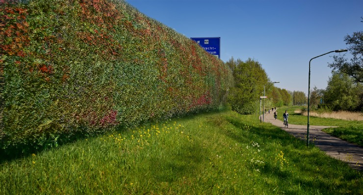Impressie van de geluidsschermen bij het Gezondheidspark v2