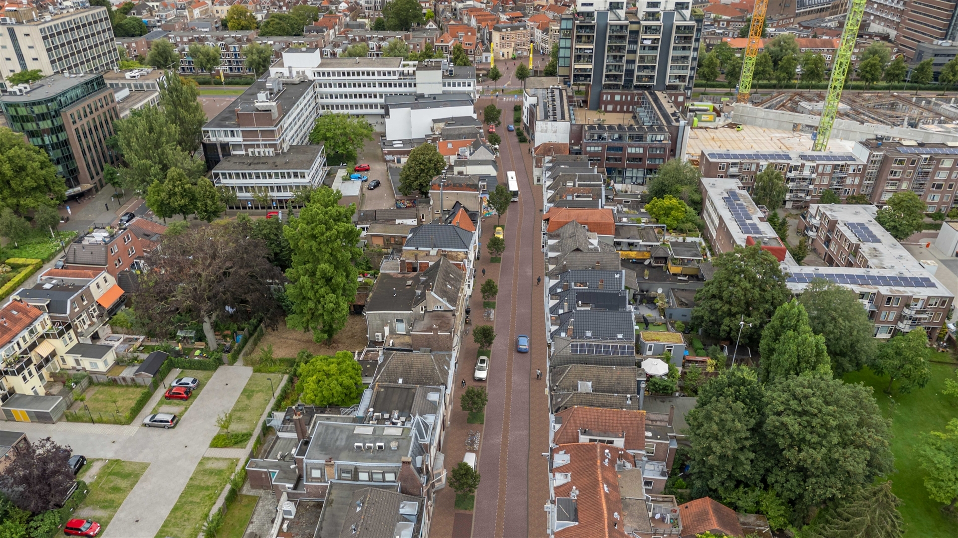 Spuiweg van bovenaf - werk aan de weg