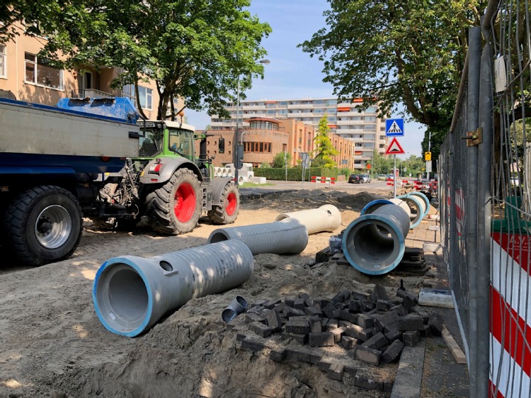 Aanleg van nieuwe riolering in de wijk Crabbehof