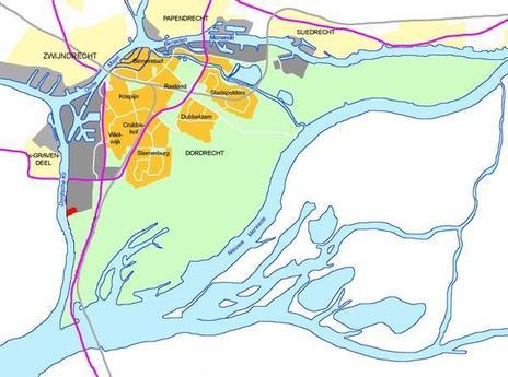 kaartje ligging Dordtse Kil III zuidwest