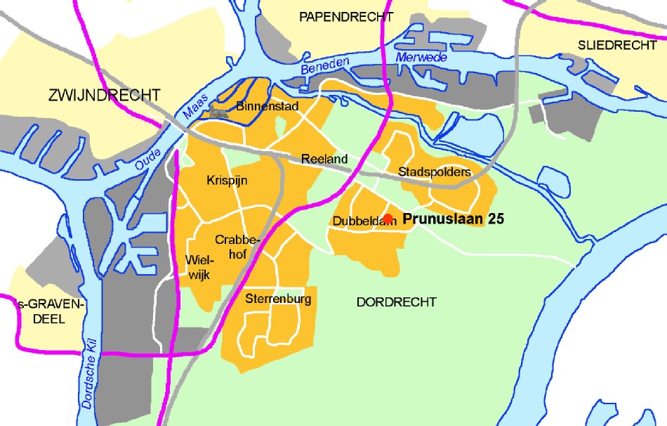 Kaartje ligging Prunuslaan 25