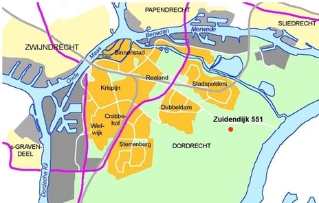 kaartje ligging Zuidendijk 551