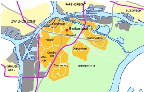 kaartje ligging 1e herziening Reeland, locatie Bankastraat-Sperwerstraat 