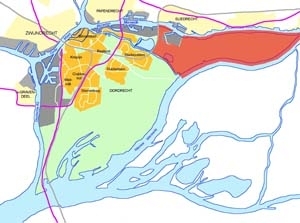 kaartje ligging Nieuwe Dordtsche Biesbosch