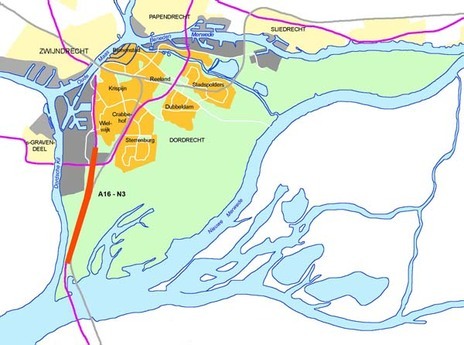 kaartje ligging Rijksweg A16 - N3