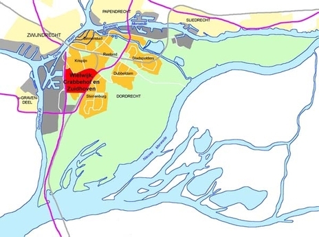 kaartje ligging Wielwijk, Crabbehof en Zuidhoven