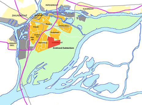 kaartje ligging Zuidrand van Dubbeldam