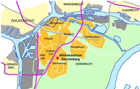kaartje ligging winkelcentrum Sterrenburg